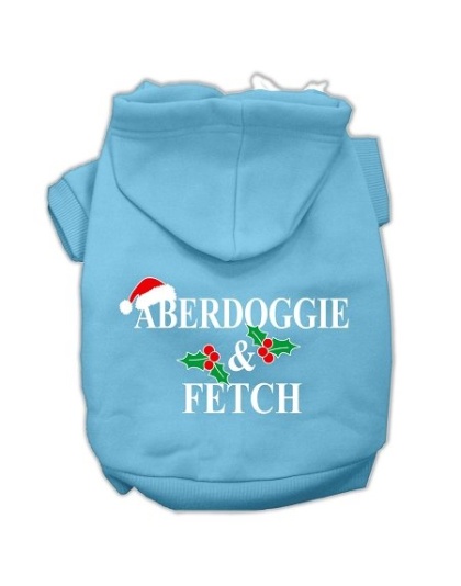 Aberdoggie Christmas Screen Print Pet Hoodies Baby Blue Size L