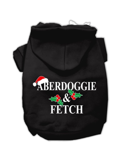 Aberdoggie Christmas Screen Print Pet Hoodies Black Size L