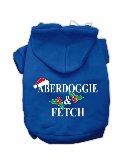 Aberdoggie Christmas Screen Print Pet Hoodies Blue Size L