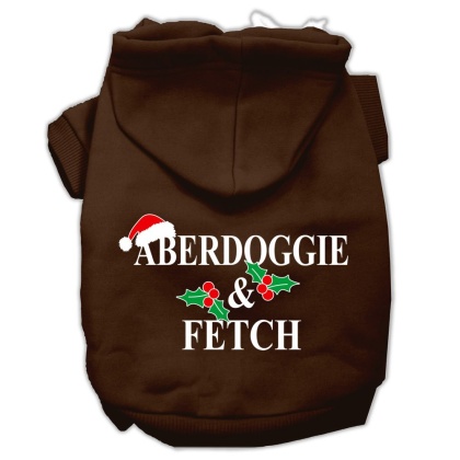 Aberdoggie Christmas Screen Print Pet Hoodies Brown Size L
