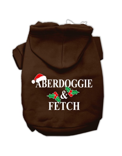 Aberdoggie Christmas Screen Print Pet Hoodies Brown Size L