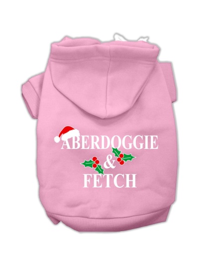 Aberdoggie Christmas Screen Print Pet Hoodies Light Pink Size L