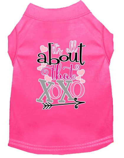 All about that XOXO Screen Print Dog Shirt Bright Pink Lg