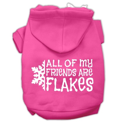 All my friends are Flakes Screen Print Pet Hoodies Bright Pink Size L