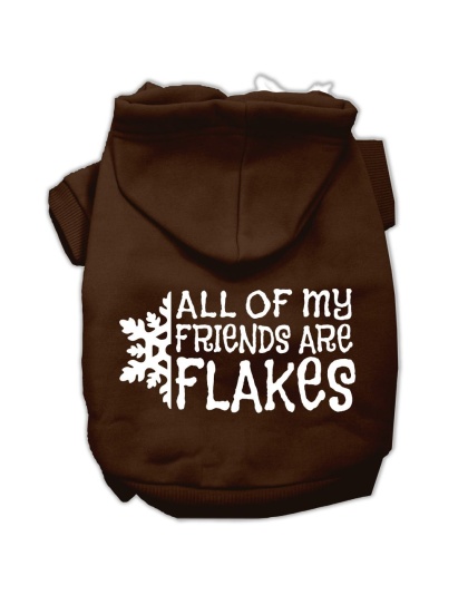 All my friends are Flakes Screen Print Pet Hoodies Brown Size L