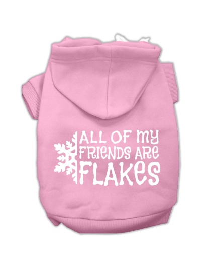 All my friends are Flakes Screen Print Pet Hoodies Light Pink Size L