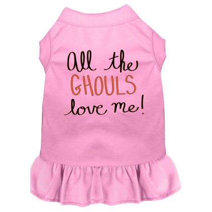 All the Ghouls Screen Print Dog Dress Light Pink 4X (22)