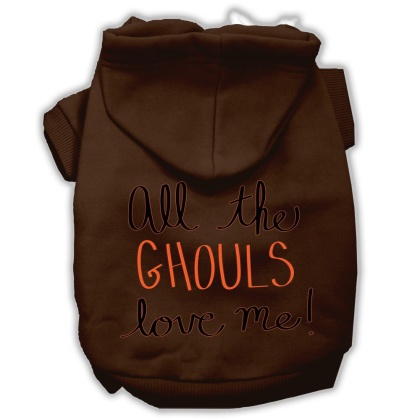 All the Ghouls Screenprint Dog Hoodie Brown L