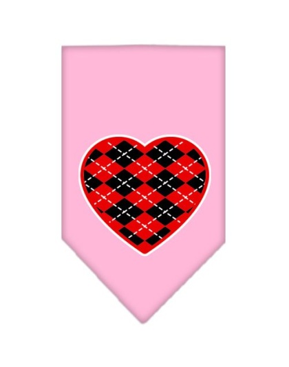 Argyle Heart Red Screen Print Bandana Light Pink Large