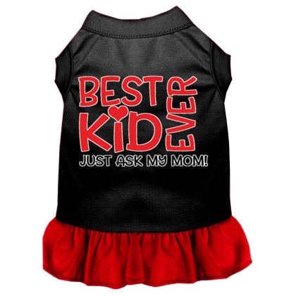 Ask My Mom Screen Print Dog Dress Black with Red Lg