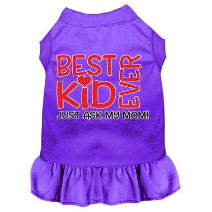 Ask My Mom Screen Print Dog Dress Purple 4X (22)