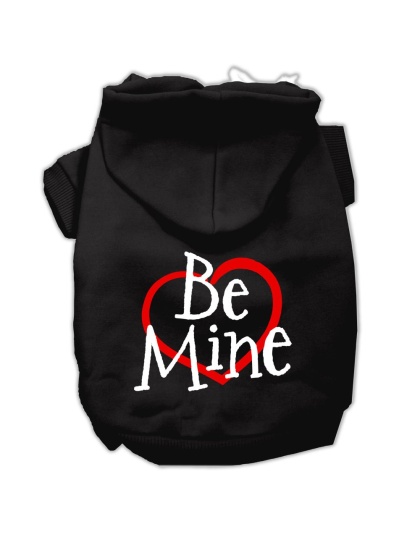 Be Mine Screen Print Pet Hoodies Black Size Lg