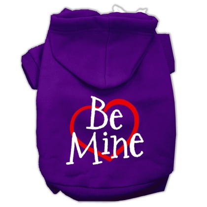 Be Mine Screen Print Pet Hoodies Purple Size Lg