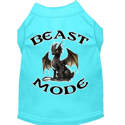 Beast Mode Dragon Screen Print Dog Shirt Aqua XS (8)