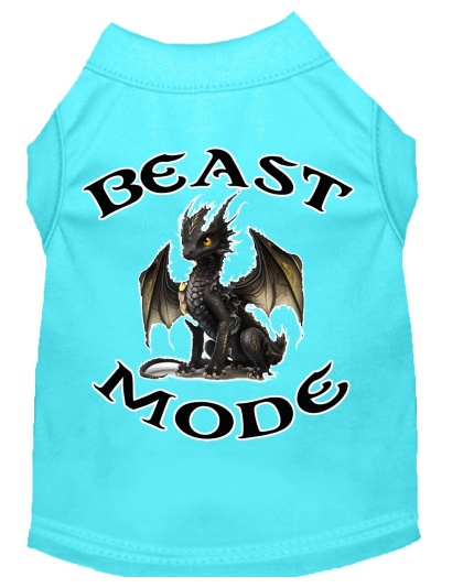 Beast Mode Dragon Screen Print Dog Shirt Aqua XS (8)