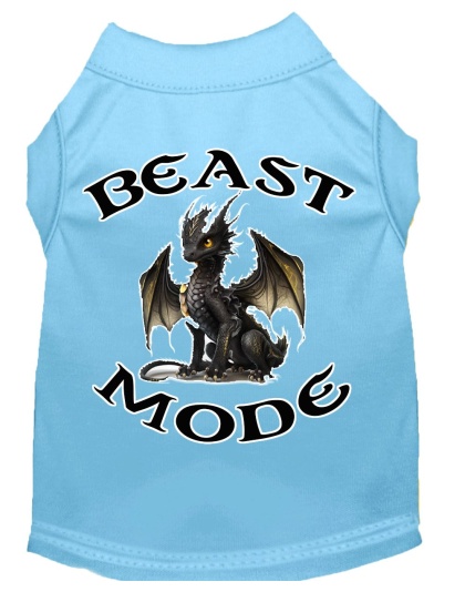 Beast Mode Dragon Screen Print Dog Shirt Baby Blue XS (8)