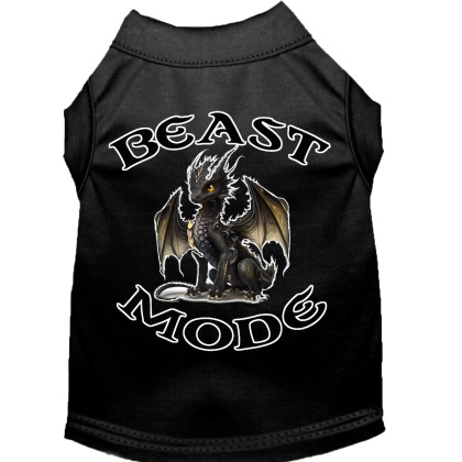 Beast Mode Dragon Screen Print Dog Shirt Black XS (8)