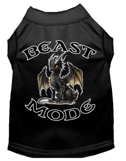 Beast Mode Dragon Screen Print Dog Shirt Black XS (8)