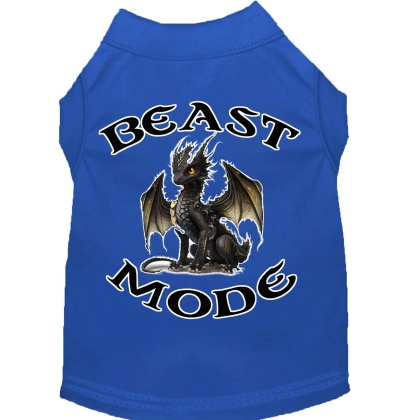 Beast Mode Dragon Screen Print Dog Shirt Blue XS (8)