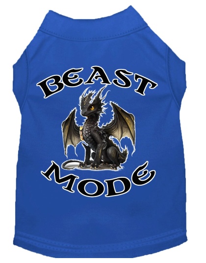 Beast Mode Dragon Screen Print Dog Shirt Blue XS (8)