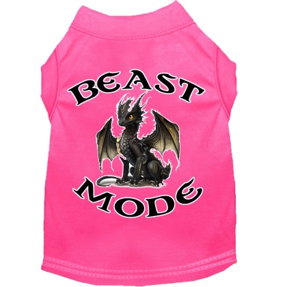 Beast Mode Dragon Screen Print Dog Shirt Bright Pink XS (8)