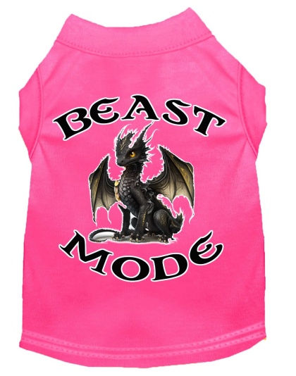 Beast Mode Dragon Screen Print Dog Shirt Bright Pink XS (8)