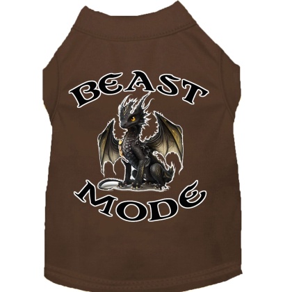 Beast Mode Dragon Screen Print Dog Shirt Brown XS (8)