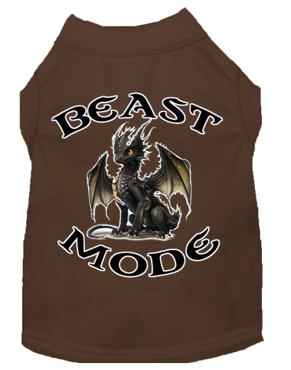 Beast Mode Dragon Screen Print Dog Shirt Brown XS (8)