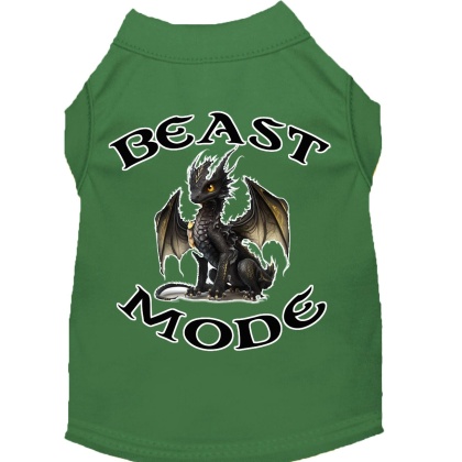 Beast Mode Dragon Screen Print Dog Shirt Green XS (8)