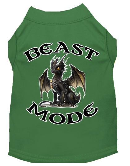 Beast Mode Dragon Screen Print Dog Shirt Green XS (8)