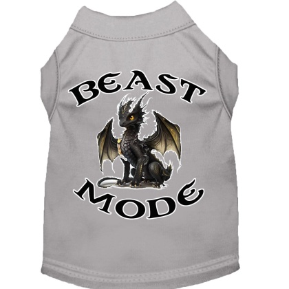 Beast Mode Dragon Screen Print Dog Shirt Grey XS (8)