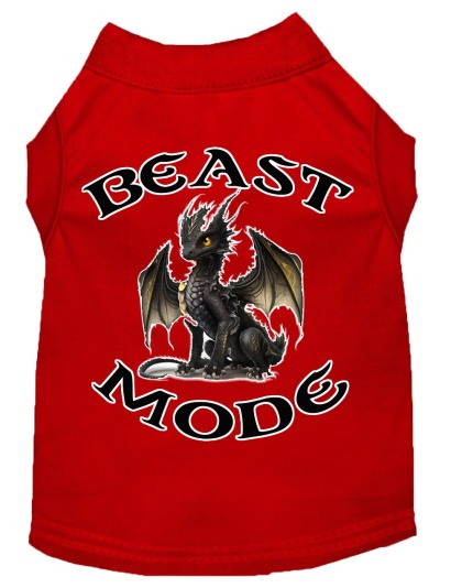 Beast Mode Dragon Screen Print Dog Shirt Red XS (8)