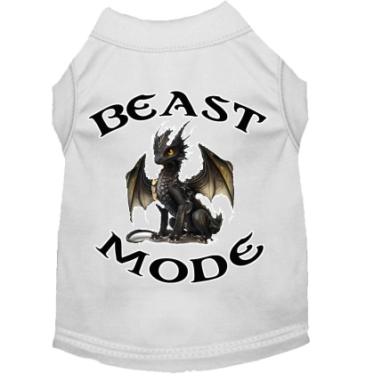 Beast Mode Dragon Screen Print Dog Shirt White XS (8)