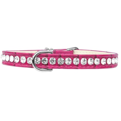 Beverly Style Rhinestone Designer Croc Dog Collar Bright Pink Size 10