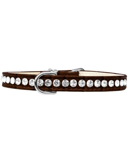 Beverly Style Rhinestone Designer Croc Dog Collar Chocolate Size 10