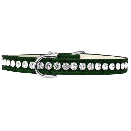 Beverly Style Rhinestone Designer Croc Dog Collar Emerald Green Size 10