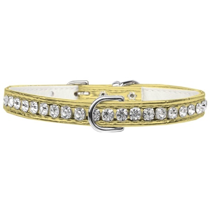 Beverly Style Rhinestone Designer Croc Dog Collar Gold Size 10
