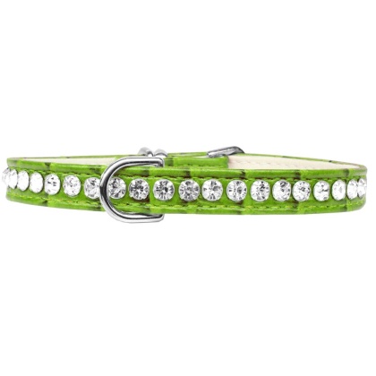 Beverly Style Rhinestone Designer Croc Dog Collar Lime Green Size 10