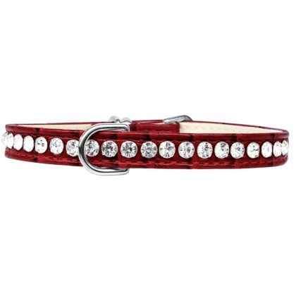 Beverly Style Rhinestone Designer Croc Dog Collar Red Size 10