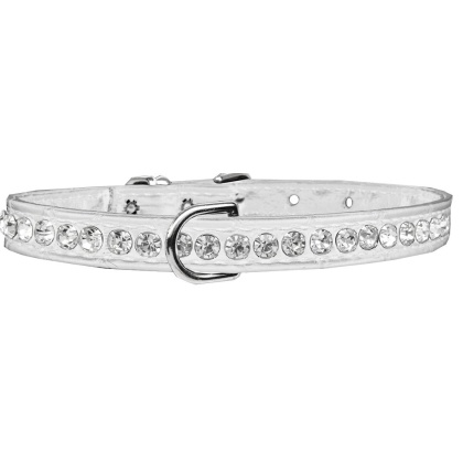 Beverly Style Rhinestone Designer Croc Dog Collar White Size 10