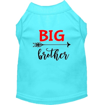 Big Brother Screen Print Dog Shirt Aqua Lg