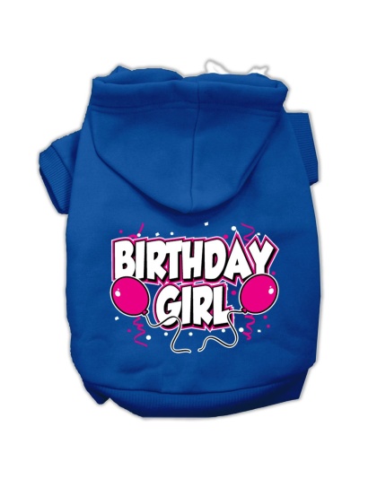 Birthday Girl Screen Print Pet Hoodies Blue Size Lg