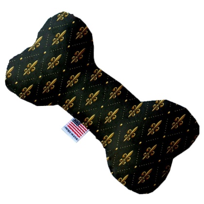 Black and Gold Fleur de Lis 10 inch Canvas Bone Dog Toy