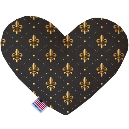 Black and Gold Fleur de Lis 6 inch Canvas Heart Dog Toy
