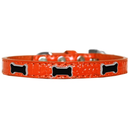 Black Bone Widget Croc Dog Collar Orange Size 10