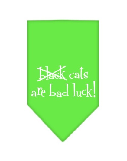 Black Cats are Bad Luck Screen Print Bandana Lime Green Large