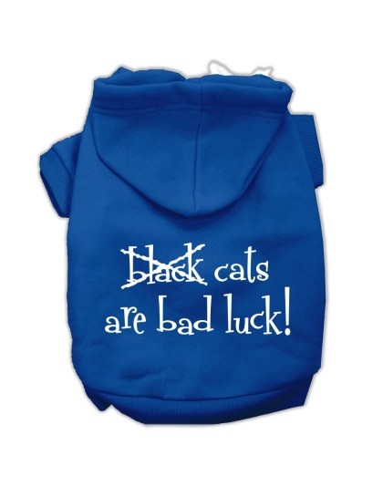 Black Cats are Bad Luck Screen Print Pet Hoodies Blue Size L