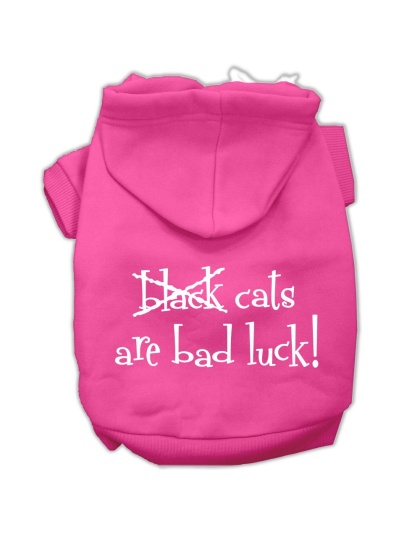 Black Cats are Bad Luck Screen Print Pet Hoodies Bright Pink Size L