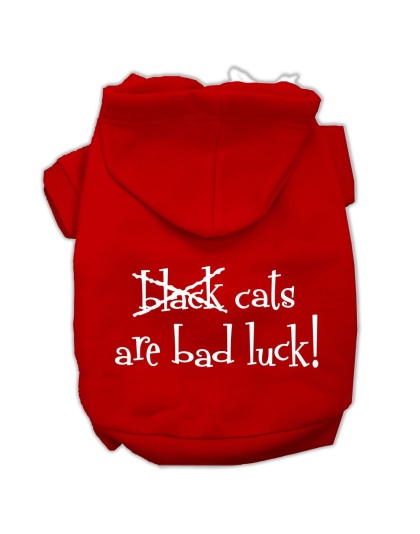 Black Cats are Bad Luck Screen Print Pet Hoodies Red Size L