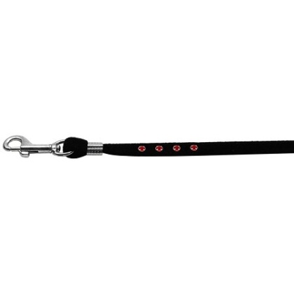 Black Velvet Leash Silver Hardware Ruby Stones